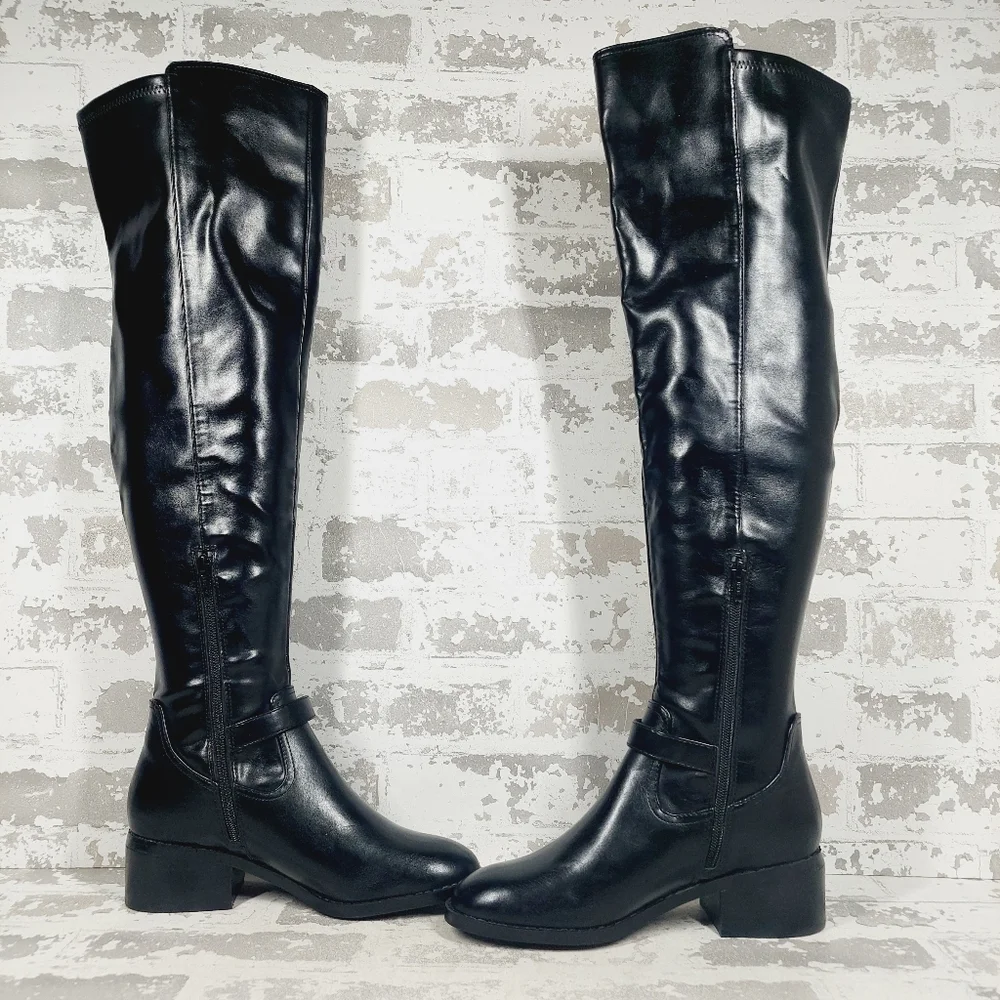NEW DV by Dolce Vita Elyse Buckle Block Heel Black Over-The-Knee Boot M928 - Picture 5 of 12
